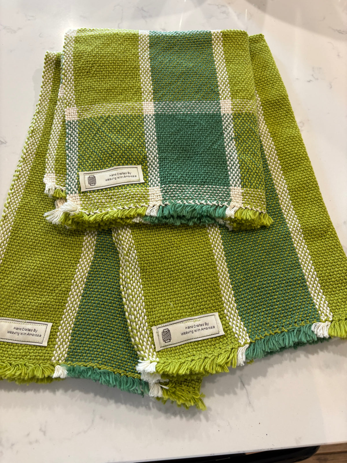Lime and Sage Green Dish Towels
