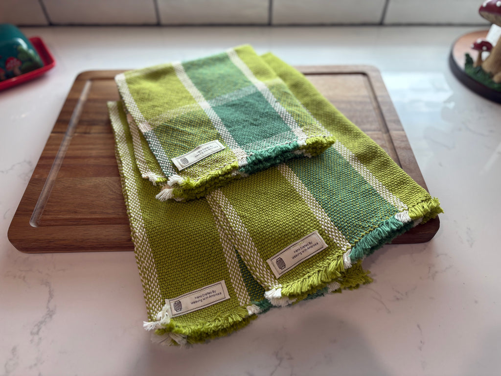 Lime and Sage Green Dish Towels