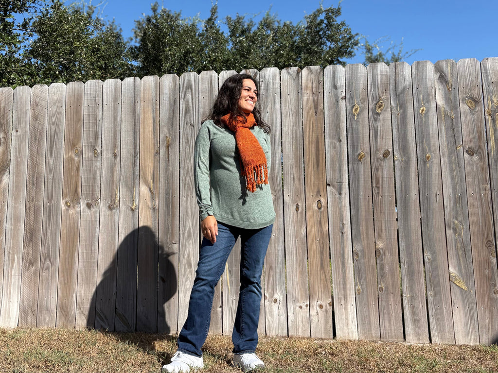 Hand-spun Merino Wool Scarf, Handwoven, Warm Pumpkin Pie Autumn Tones