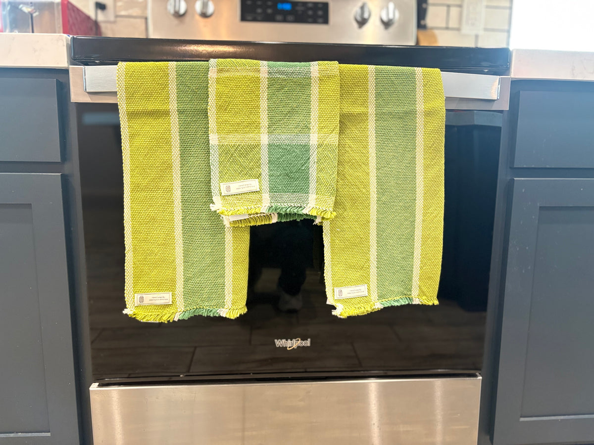 Lime and Sage Green Dish Towels