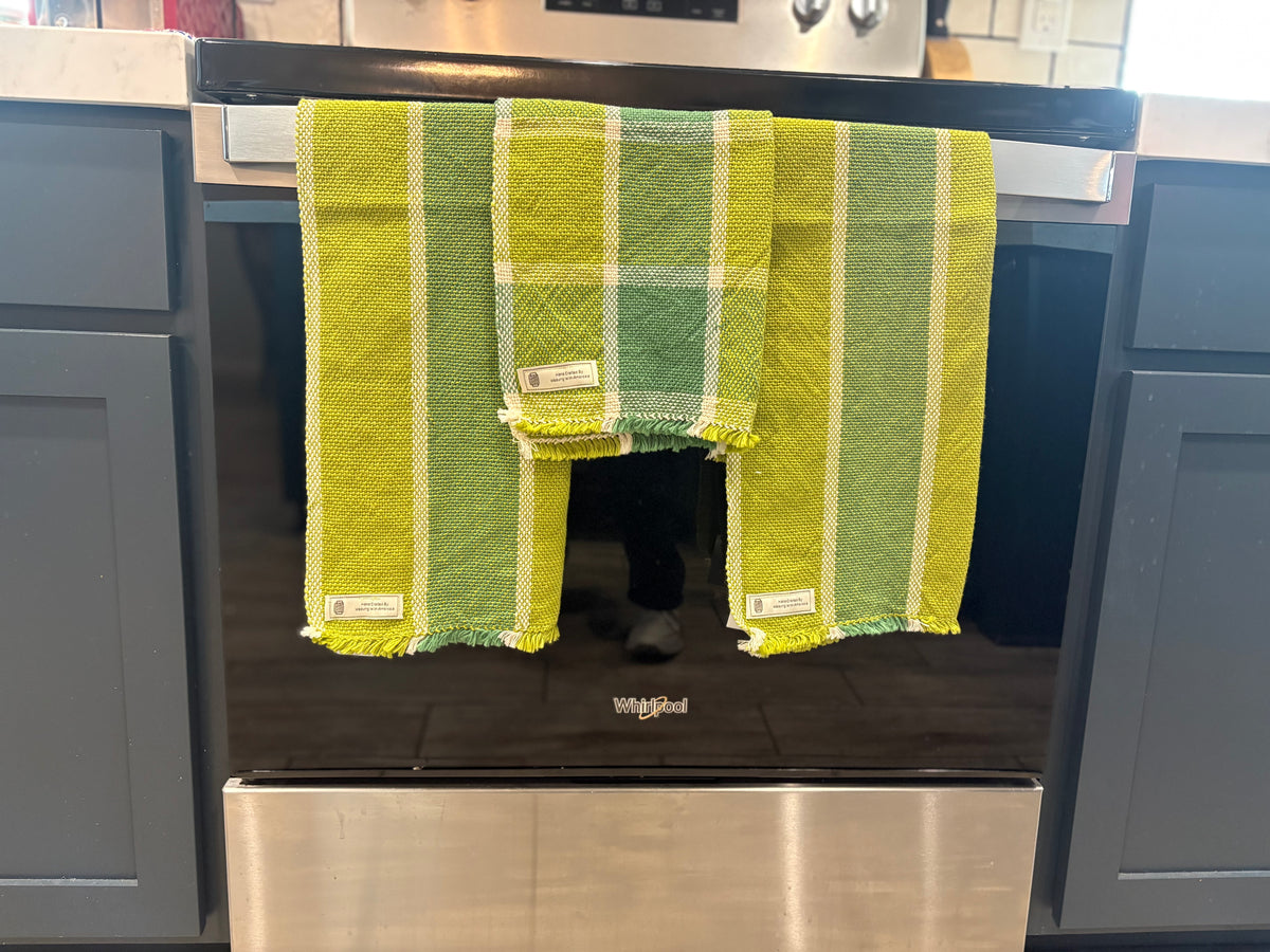 Lime and Sage Green Dish Towels