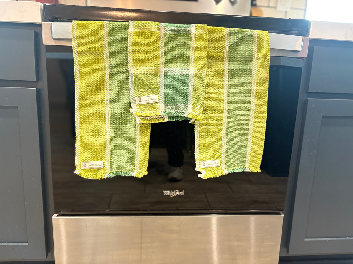 Lime and Sage Green Dish Towels