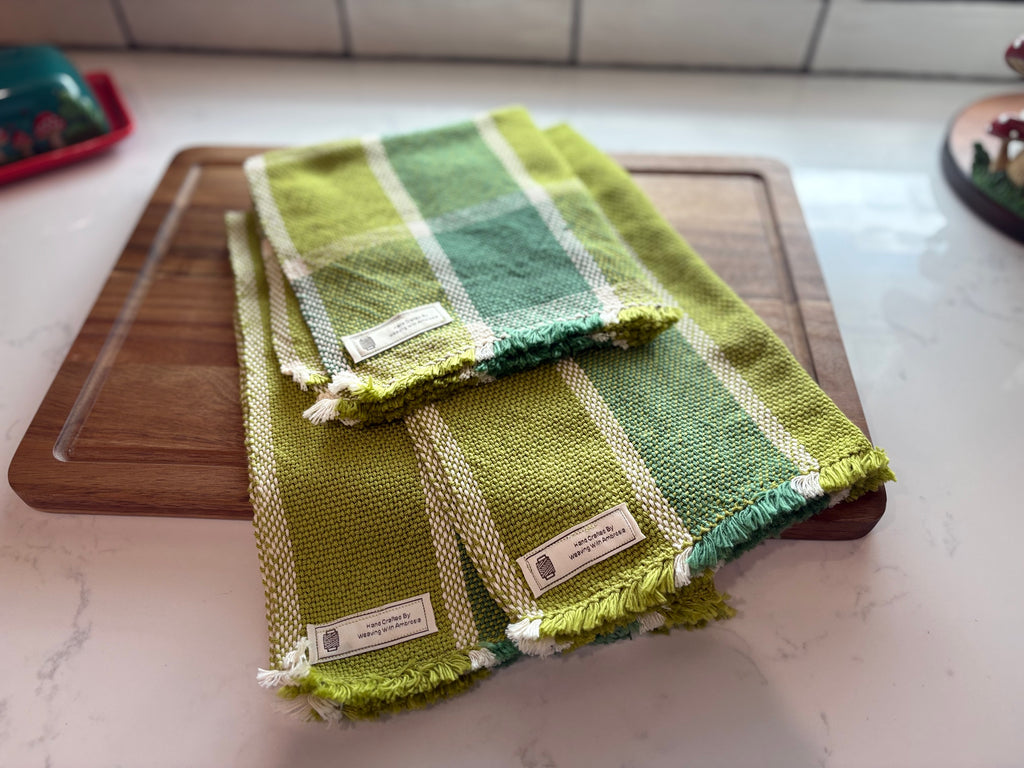 Lime and Sage Green Dish Towels