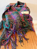 Handwoven Organic Cotton Wrap Scarf, Halloween Fall Plaid