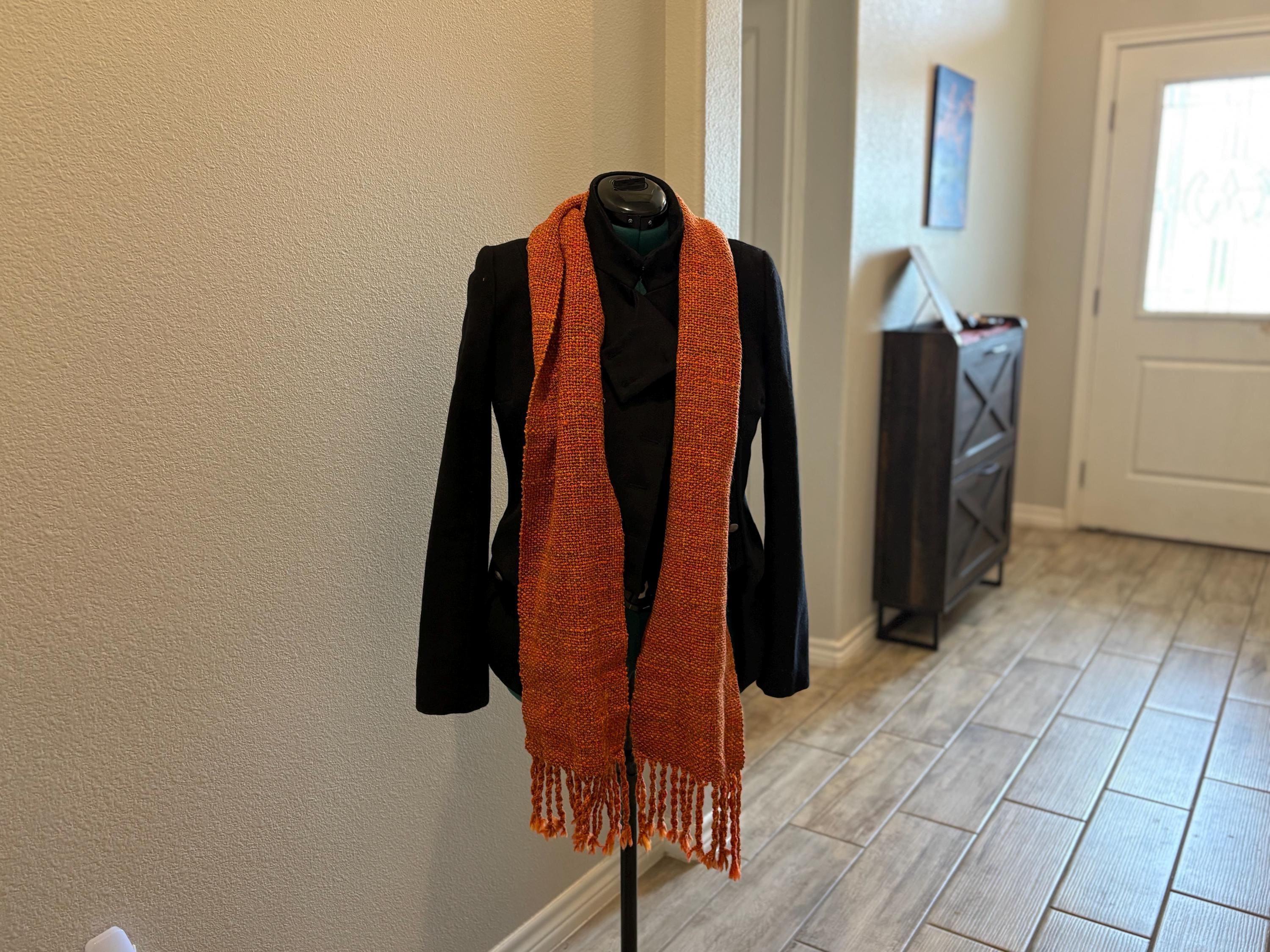 Merino Wool Scarf Hand-spun Handwoven Thanksgiving Cozycore