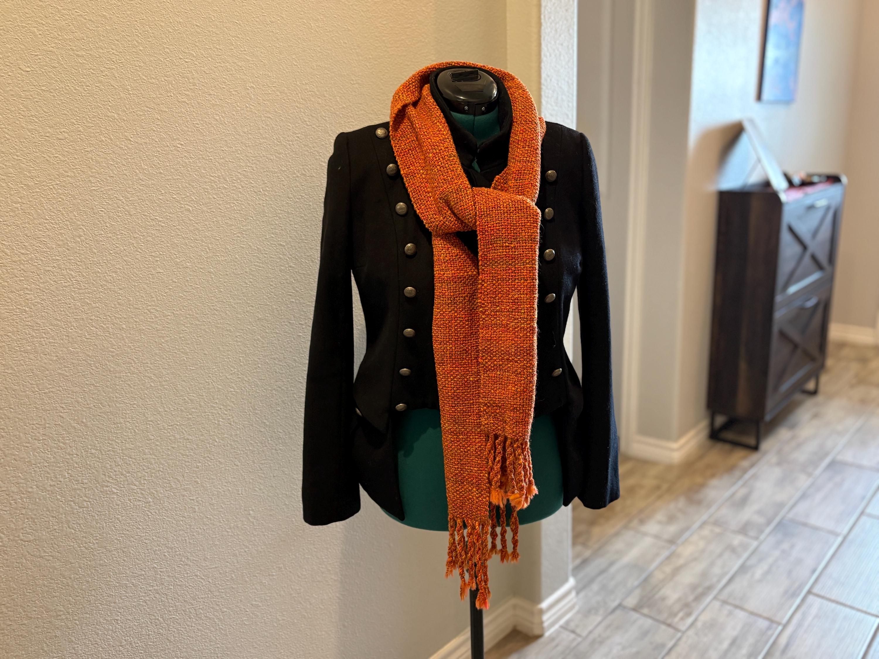 Merino Wool Scarf Hand-spun Handwoven Thanksgiving Cozycore
