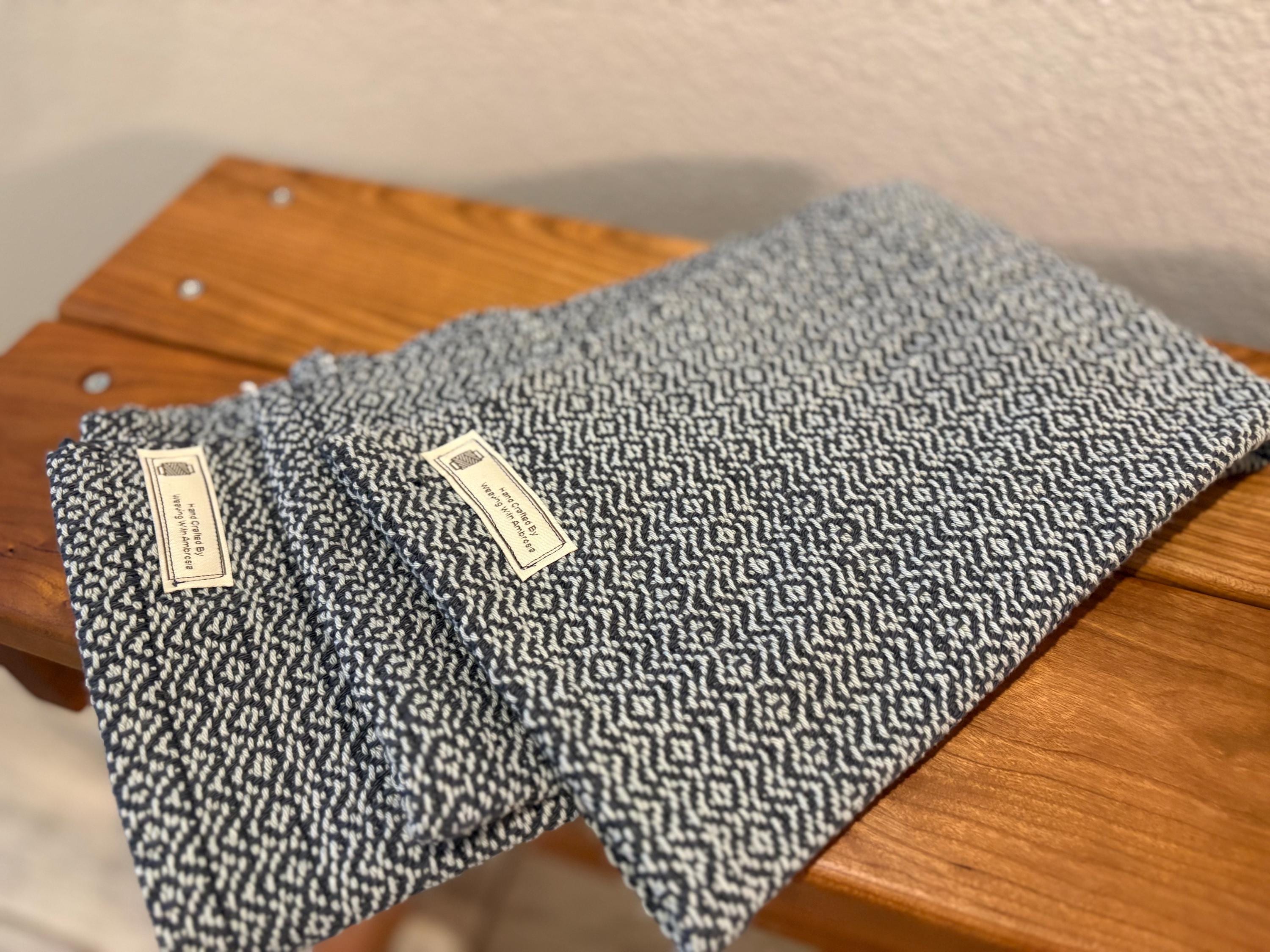 Handwoven Cotton Kitchen Tea Towel – Gray, Heirloom Quality - Hand Towel
