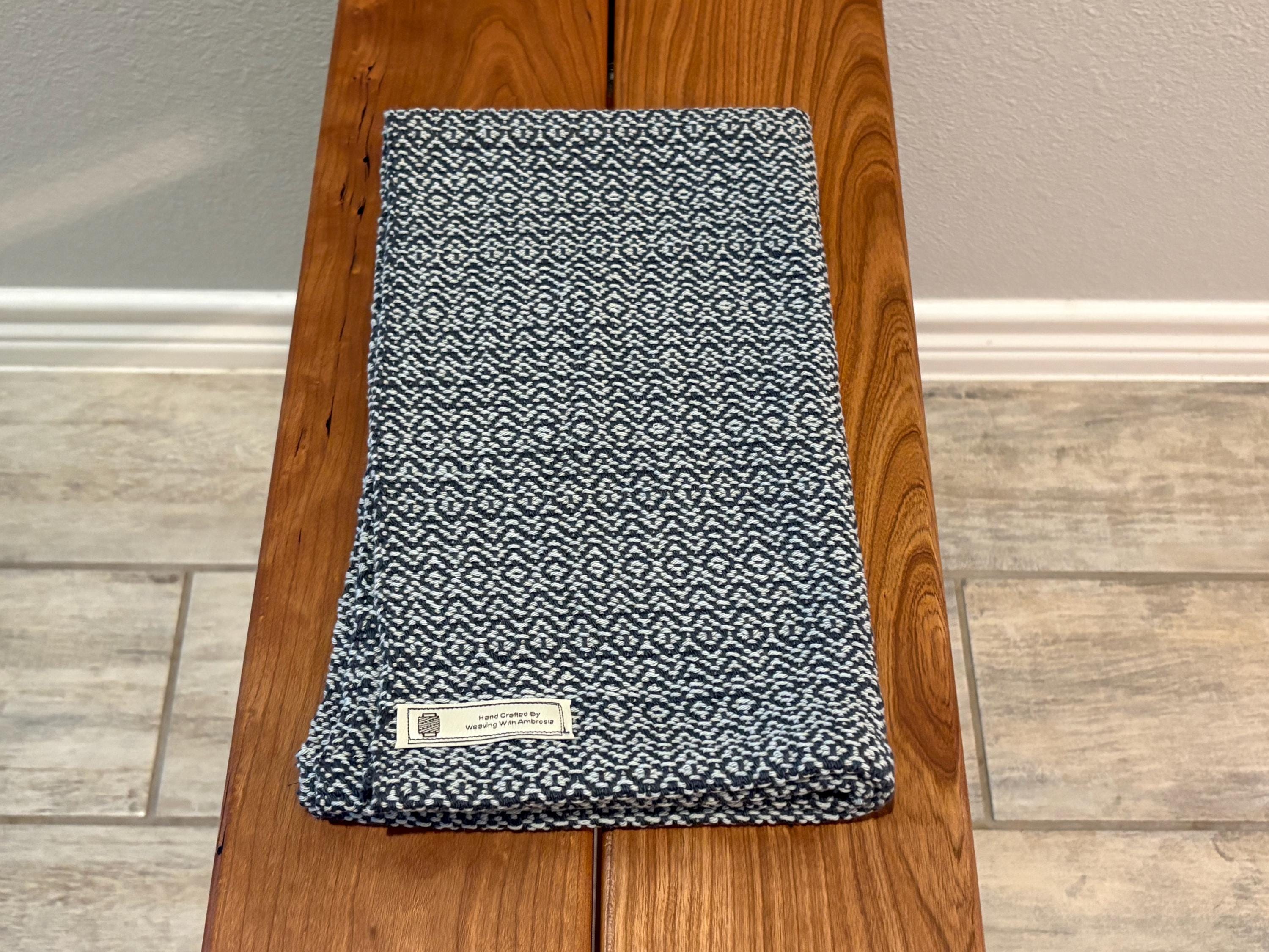 Handwoven Cotton Kitchen Tea Towel – Gray, Heirloom Quality - Hand Towel