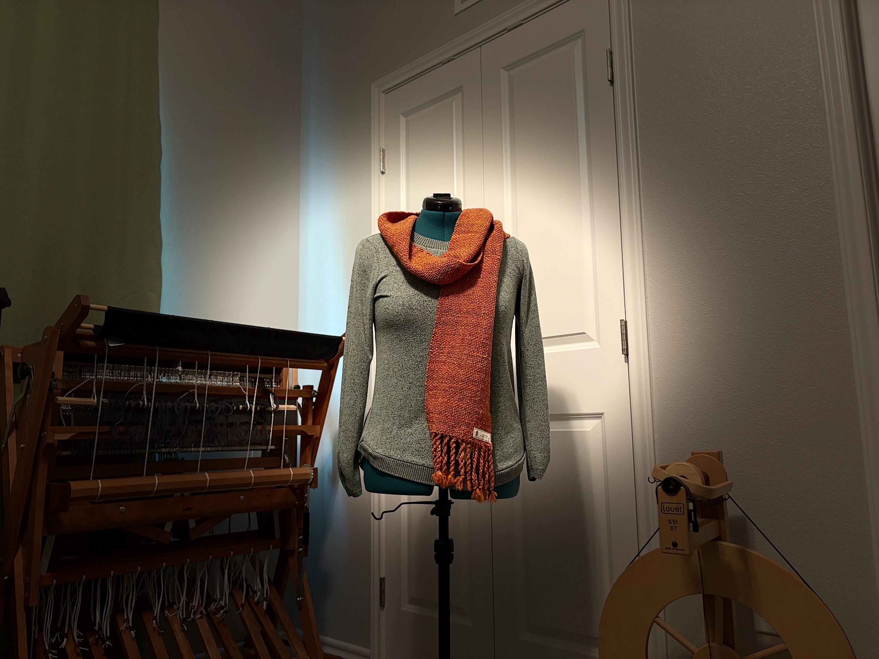 Merino Wool Scarf Hand-spun Handwoven Thanksgiving Cozycore