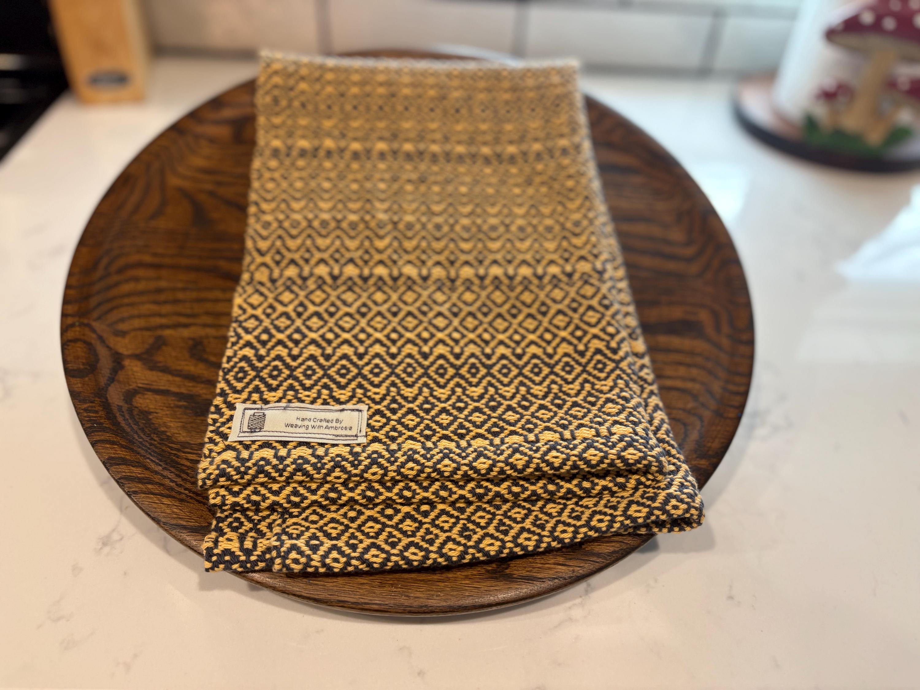 Tea Towel - Handwoven Hand Towel - Yellow