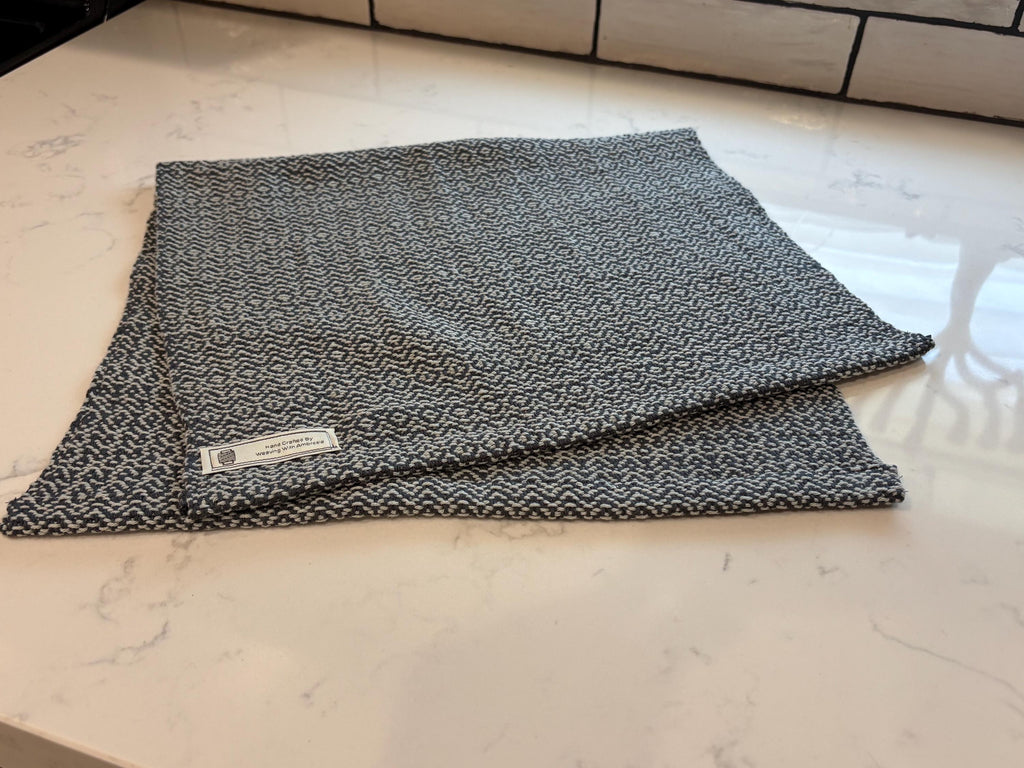 Handwoven Cotton Kitchen Tea Towel – Gray, Heirloom Quality - Hand Towel