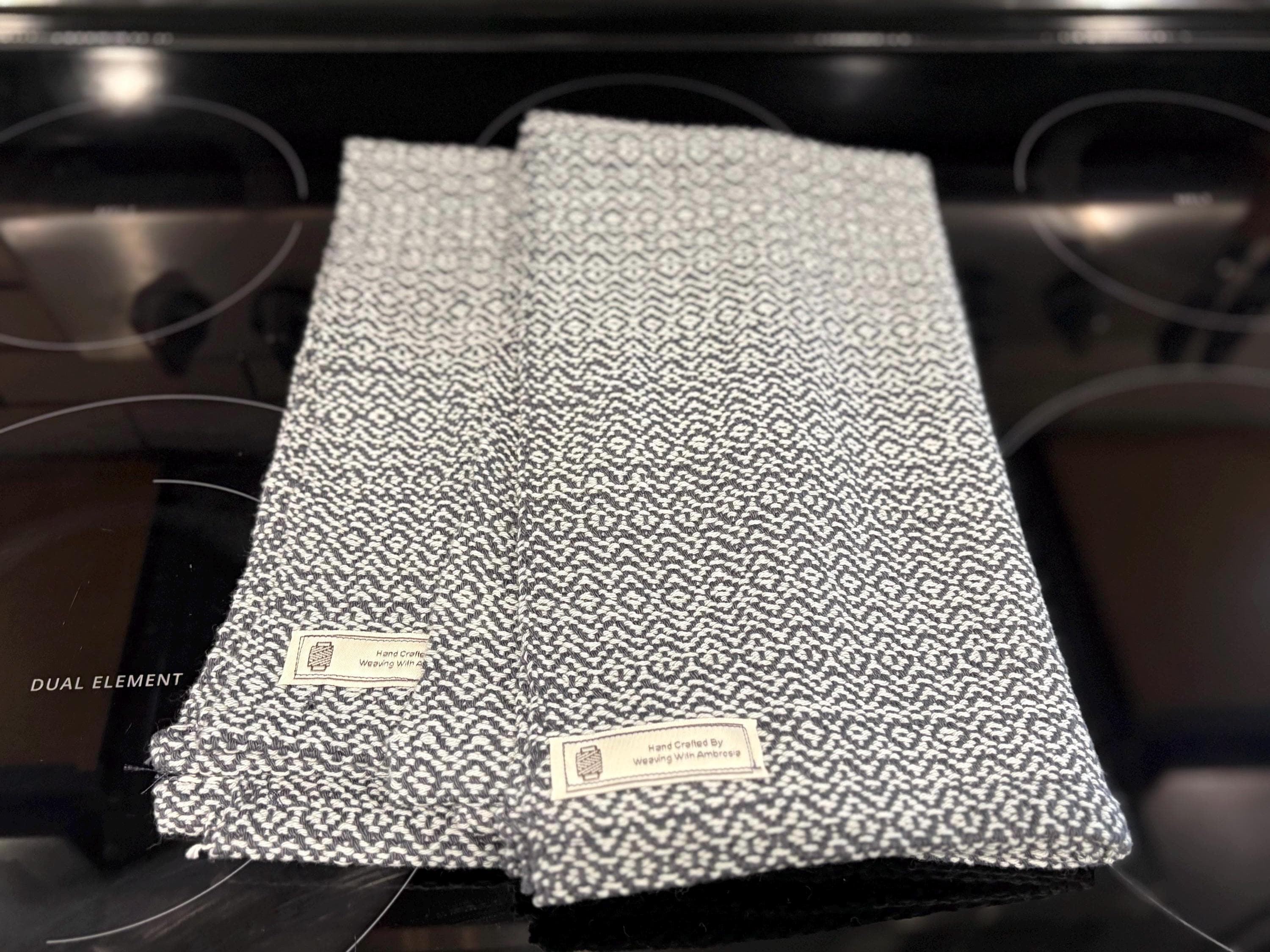 Handwoven Cotton Kitchen Tea Towel – Gray, Heirloom Quality - Hand Towel