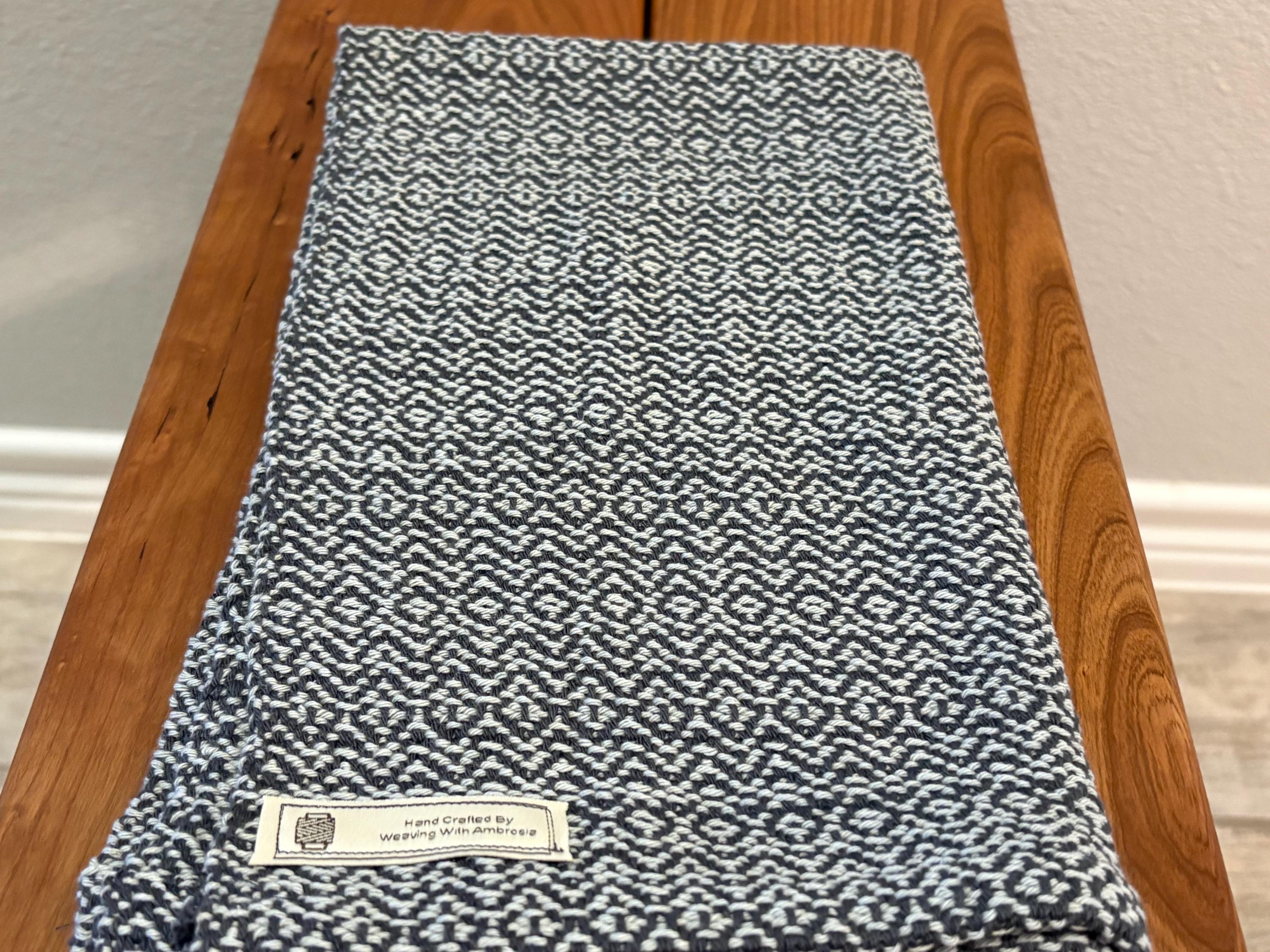Handwoven Cotton Kitchen Tea Towel – Gray, Heirloom Quality - Hand Towel