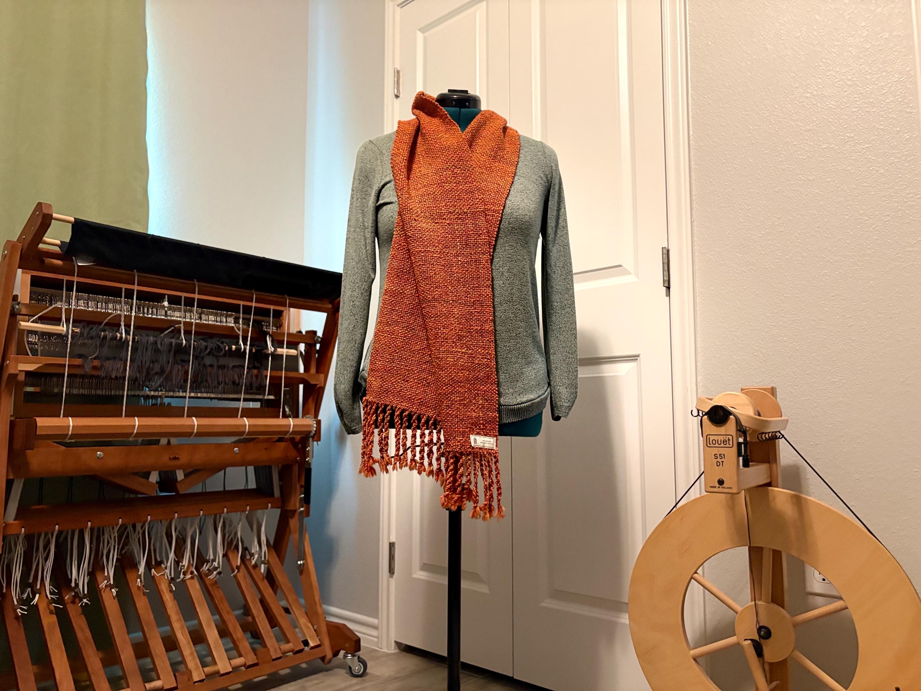 Merino Wool Scarf Hand-spun Handwoven Thanksgiving Cozycore