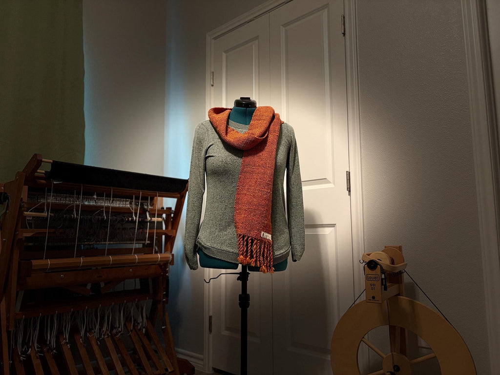 Merino Wool Scarf Hand-spun Handwoven Thanksgiving Cozycore