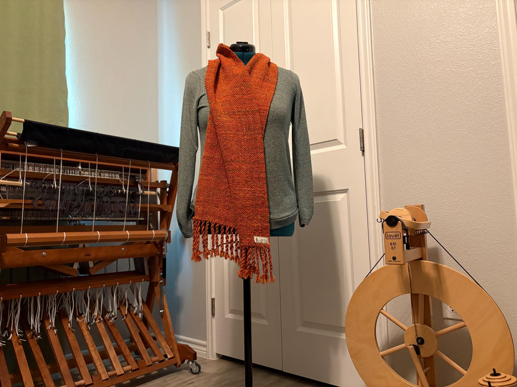 Merino Wool Scarf Hand-spun Handwoven Thanksgiving Cozycore
