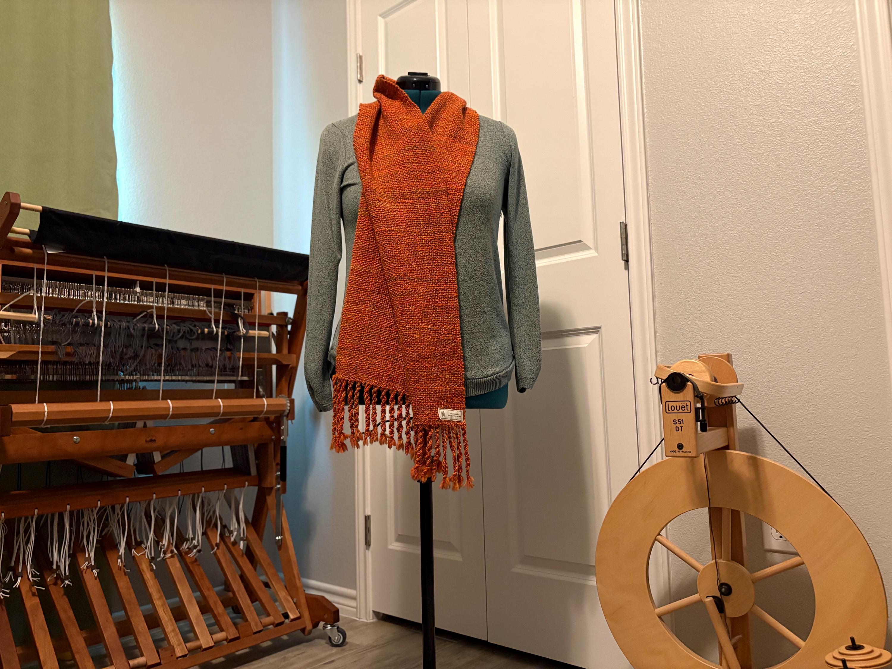 Merino Wool Scarf Hand-spun Handwoven Thanksgiving Cozycore