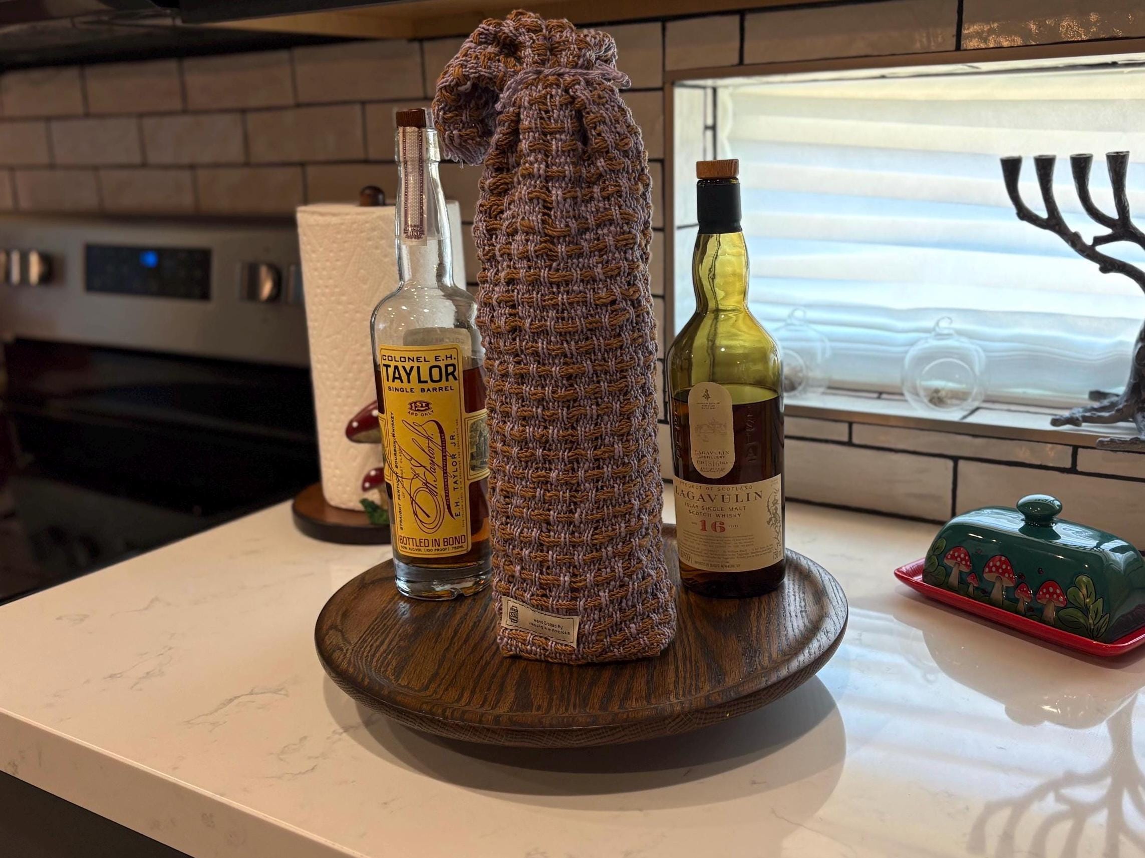 Bottle Bag Drawstring Rustic Farmhouse