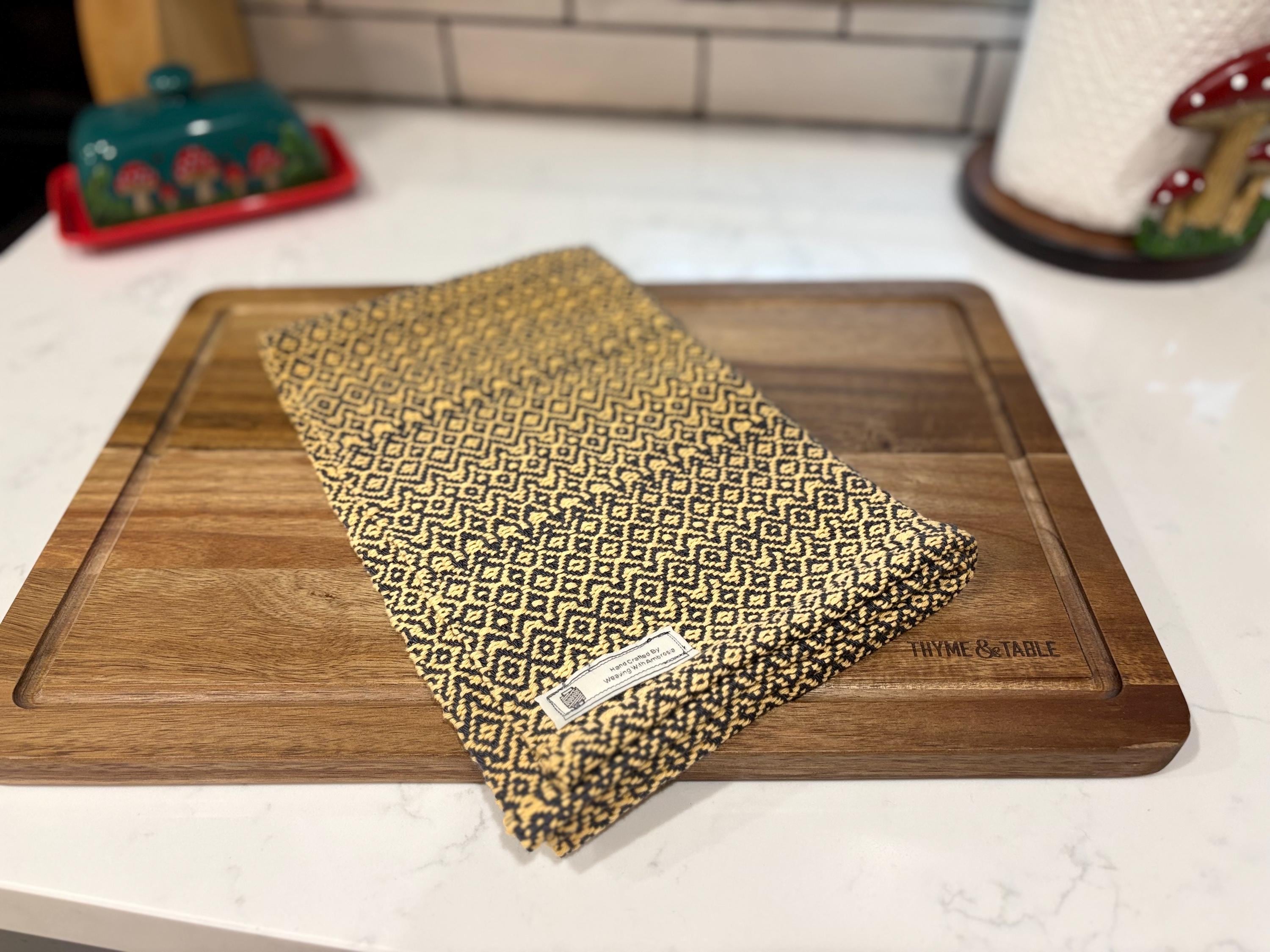 Tea Towel - Handwoven Hand Towel - Yellow