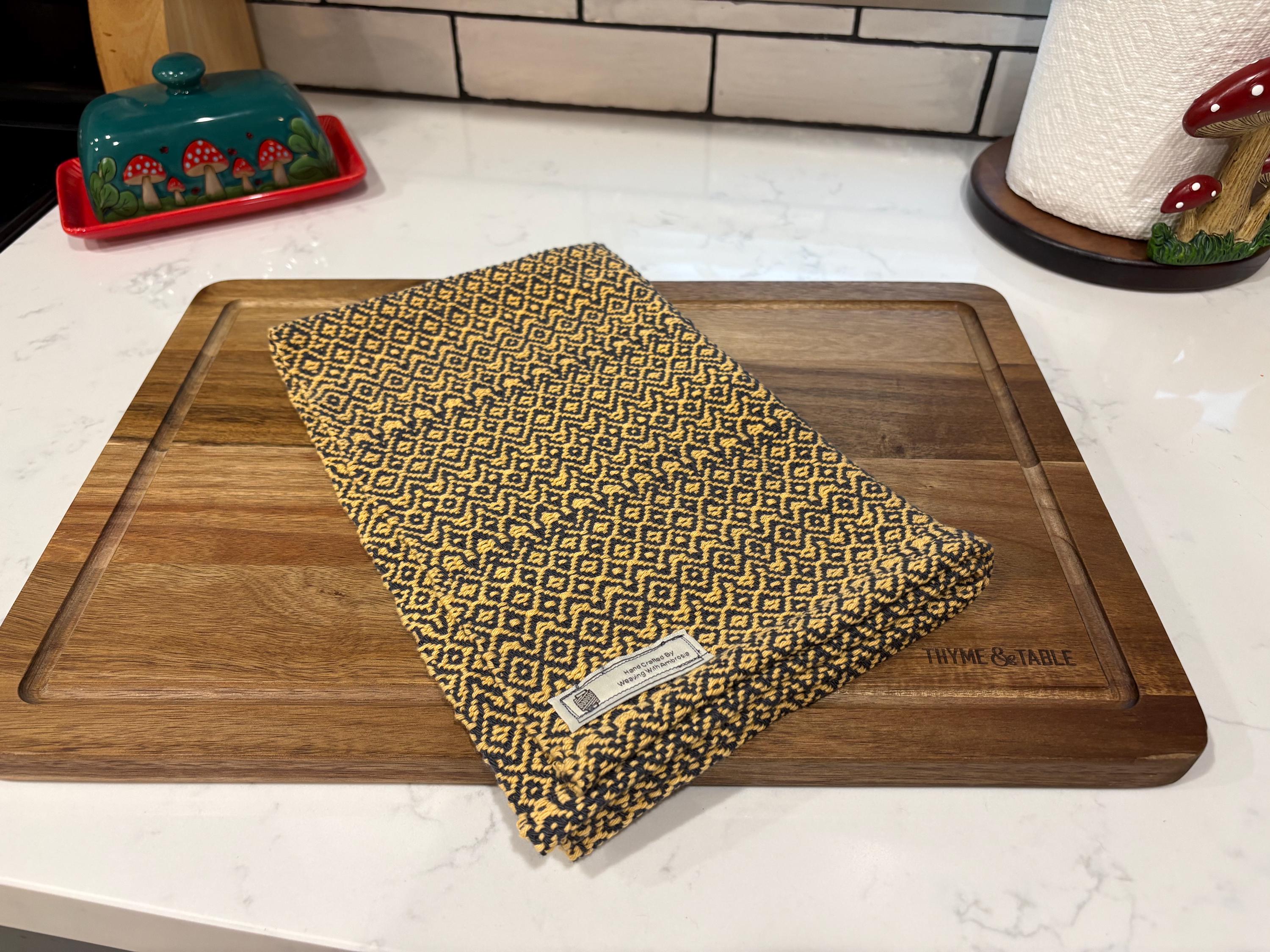 Tea Towel - Handwoven Hand Towel - Yellow